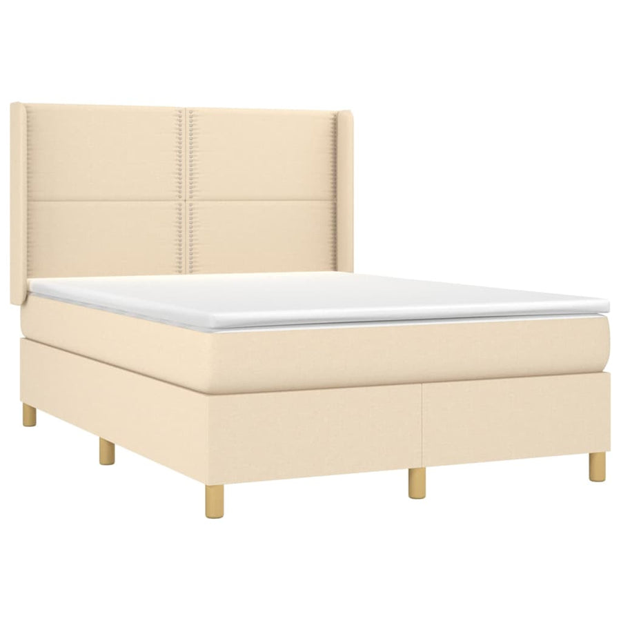 Boxspring met matras en LED stof crèmekleurig 140x190 cm 140 x 190 cm Crème