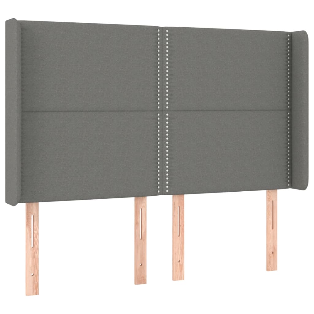 Boxspring Met Matras En Led Stof Donkergrijs 140 x 200 cm Effen met spijkers