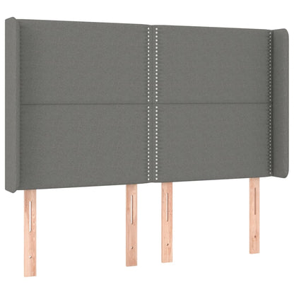 Boxspring Met Matras En Led Stof Donkergrijs 140 x 200 cm Effen met spijkers