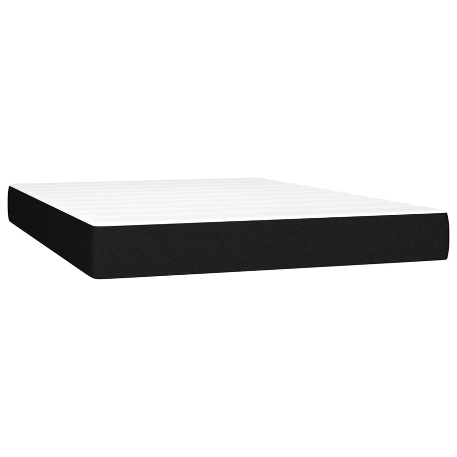 Boxspring Met Matras En Led Stof Zwart 140 x 200 cm Effen met spijkers