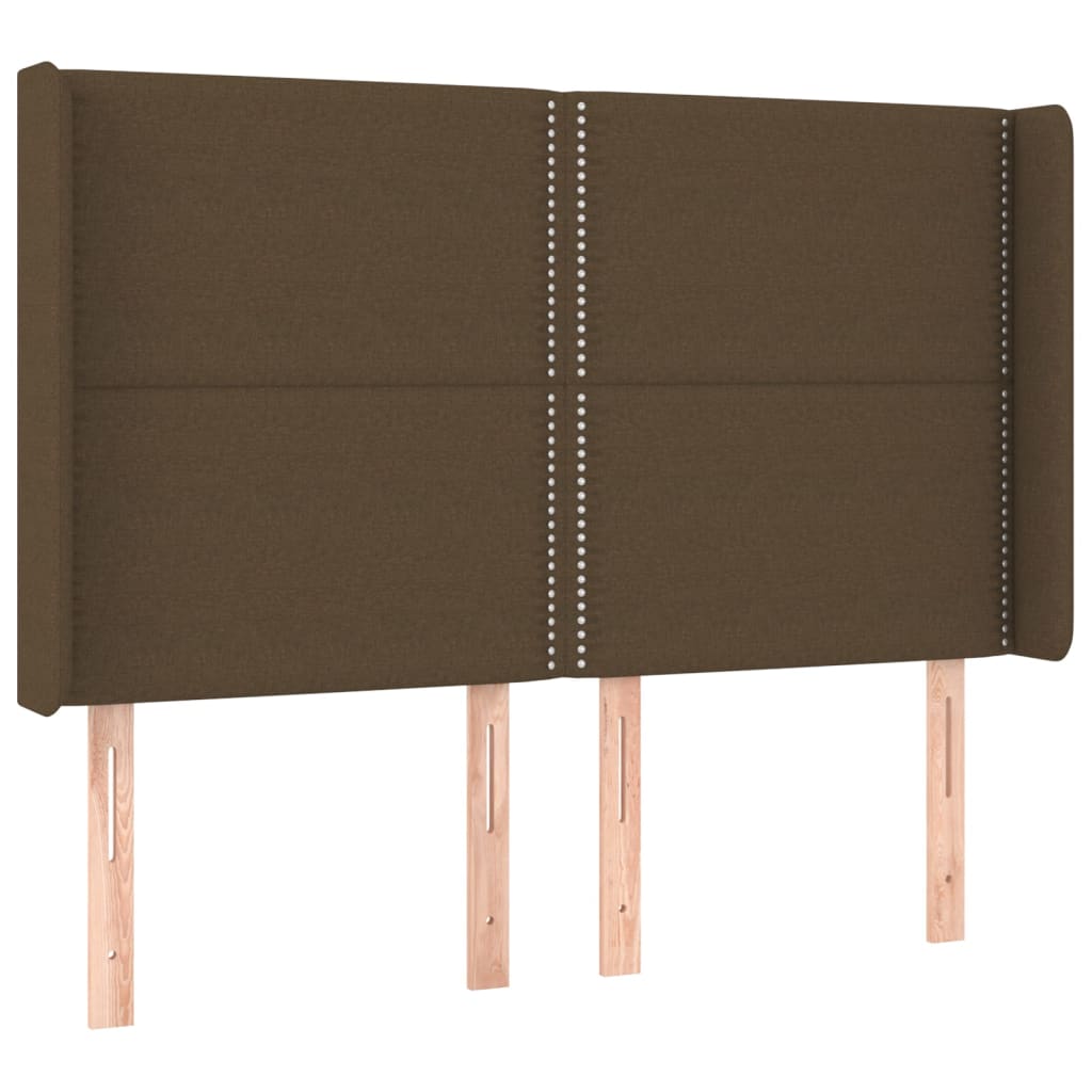 Boxspring Met Matras En Led Stof Donkerbruin 140 x 200 cm Effen met spijkers