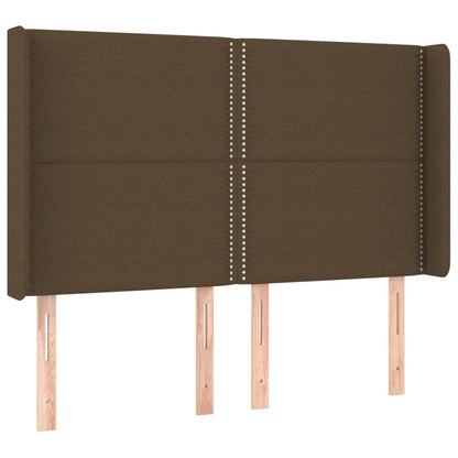 Boxspring Met Matras En Led Stof Donkerbruin 140 x 200 cm Effen met spijkers