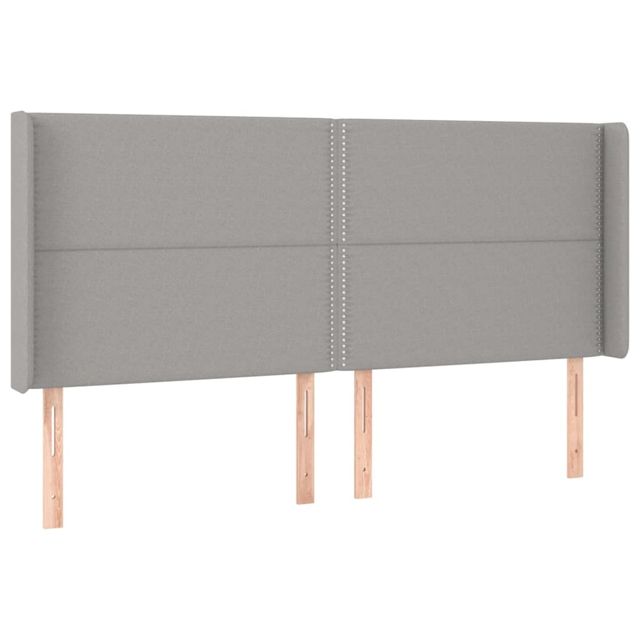 Boxspring Met Matras En Led Stof Lichtgrijs 180 x 200 cm Effen met spijkers