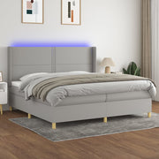 Boxspring 200x200 cm lichtgrijs met matras en LED