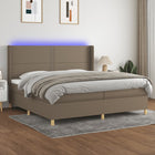 Boxspring met matras en LED stof taupe 200x200 cm 200 x 200 cm Taupe