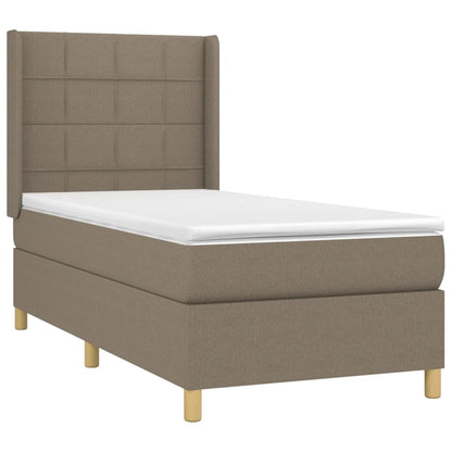 Boxspring Met Matras En Led Stof Taupe 80 x 200 cm Blok met vierkanten