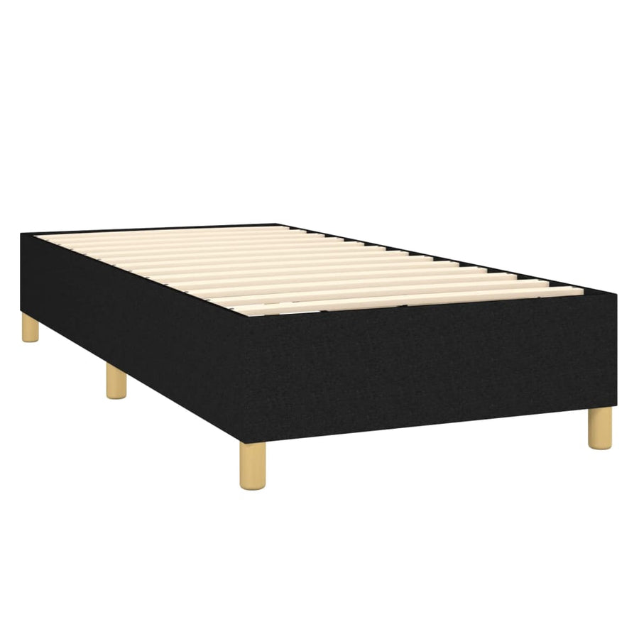 Boxspring Met Matras En Led Stof Zwart 90 x 200 cm Blok met vierkanten