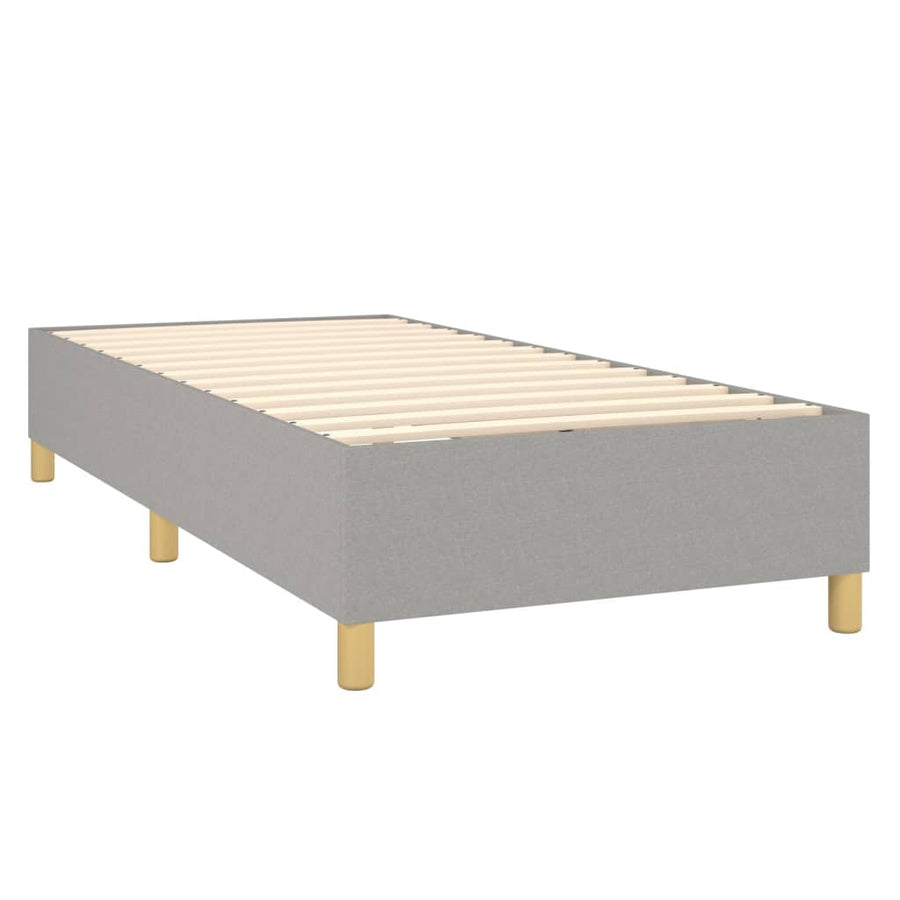 Boxspring Met Matras En Led Stof Lichtgrijs 100 x 200 cm Blok met vierkanten