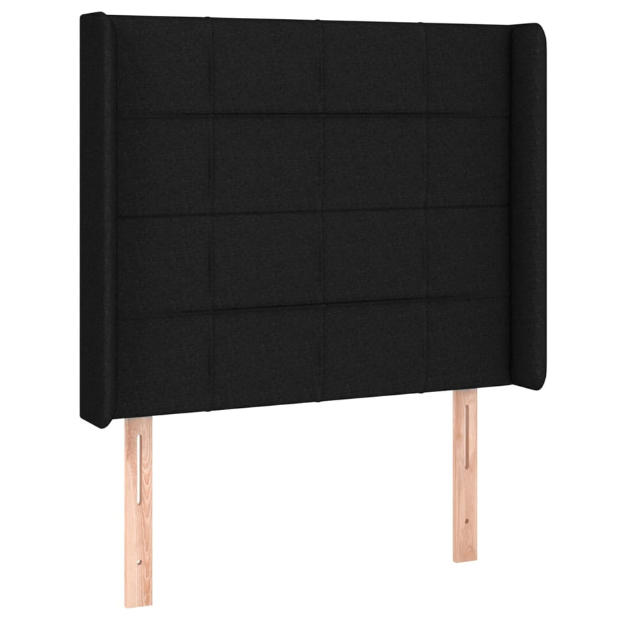 Boxspring Met Matras En Led Stof Zwart 100 x 200 cm Blok met vierkanten