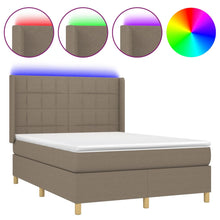 Boxspring met matras en LED stof taupe 140x190 cm 140 x 190 cm Taupe