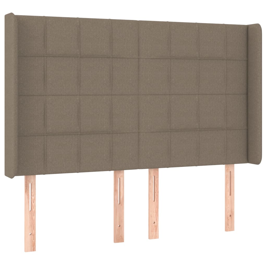 Boxspring met matras en LED stof taupe 140x200 cm 140 x 200 cm Blok met vierkanten