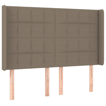 Boxspring met matras en LED stof taupe 140x200 cm 140 x 200 cm Blok met vierkanten