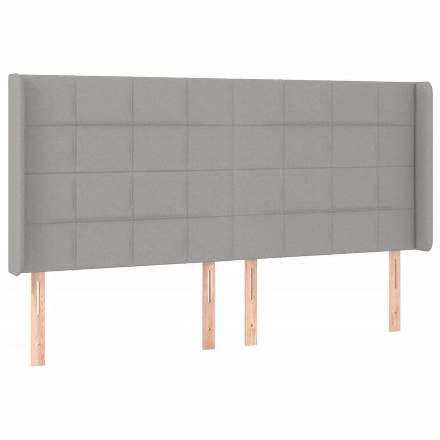 Boxspring Met Matras En Led Stof Lichtgrijs 160 x 200 cm Blok met vierkanten