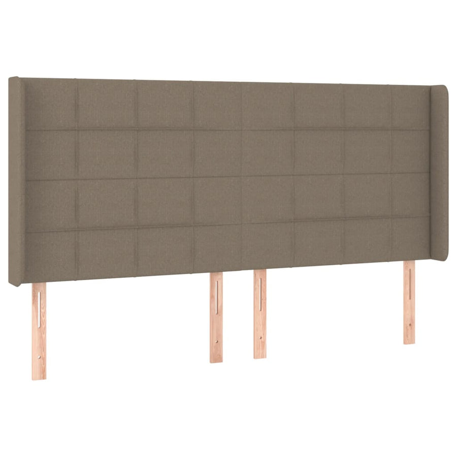 Boxspring Met Matras En Led Stof Taupe 160 x 200 cm Blok met vierkanten