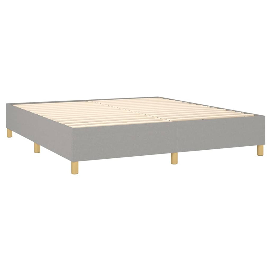 Boxspring Met Matras En Led Stof Lichtgrijs 180 x 200 cm Blok met vierkanten