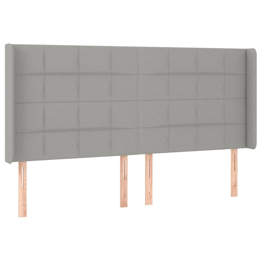 Boxspring Met Matras En Led Stof Lichtgrijs 180 x 200 cm Blok met vierkanten