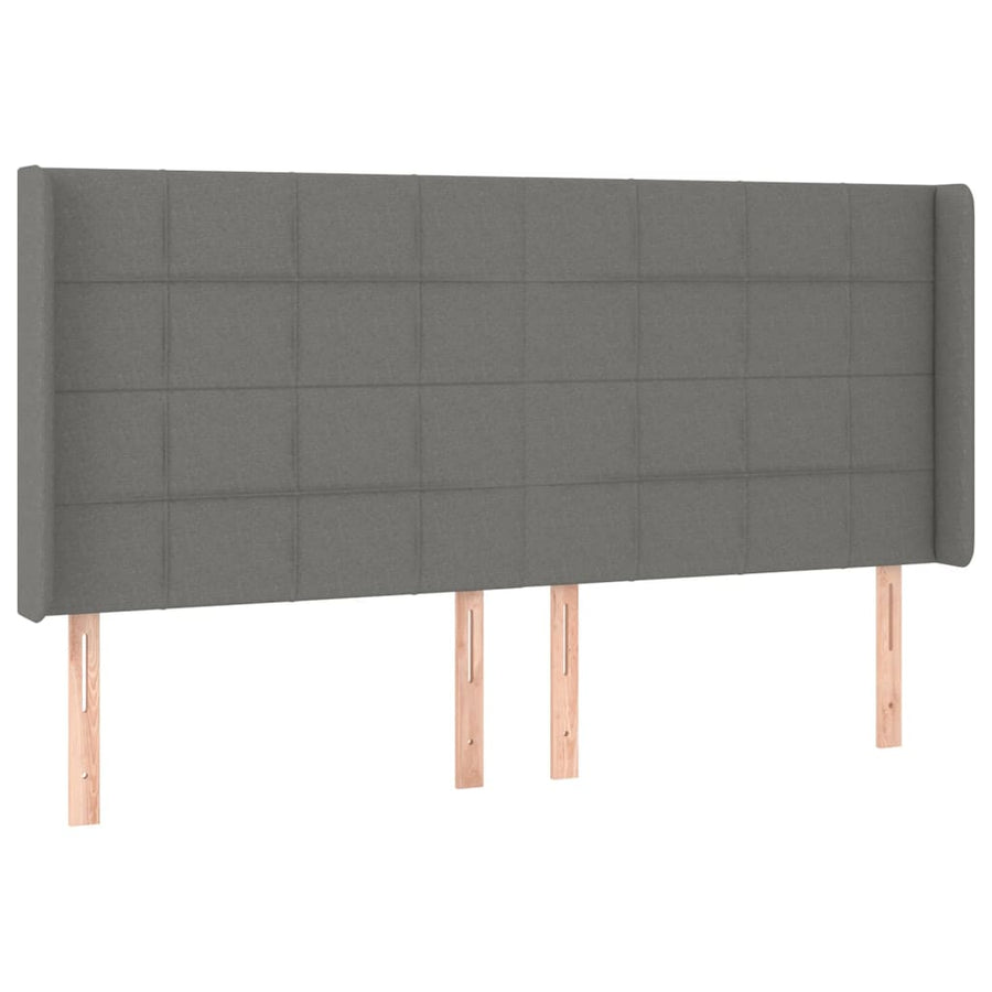 Boxspring Met Matras En Led Stof Donkergrijs 180 x 200 cm Blok met vierkanten