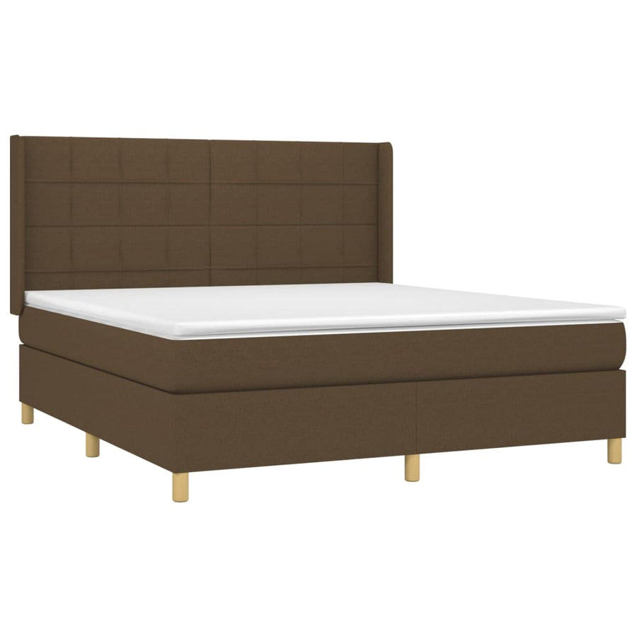 Boxspring Met Matras En Led Stof 180 x 200 cm Donkerbruin