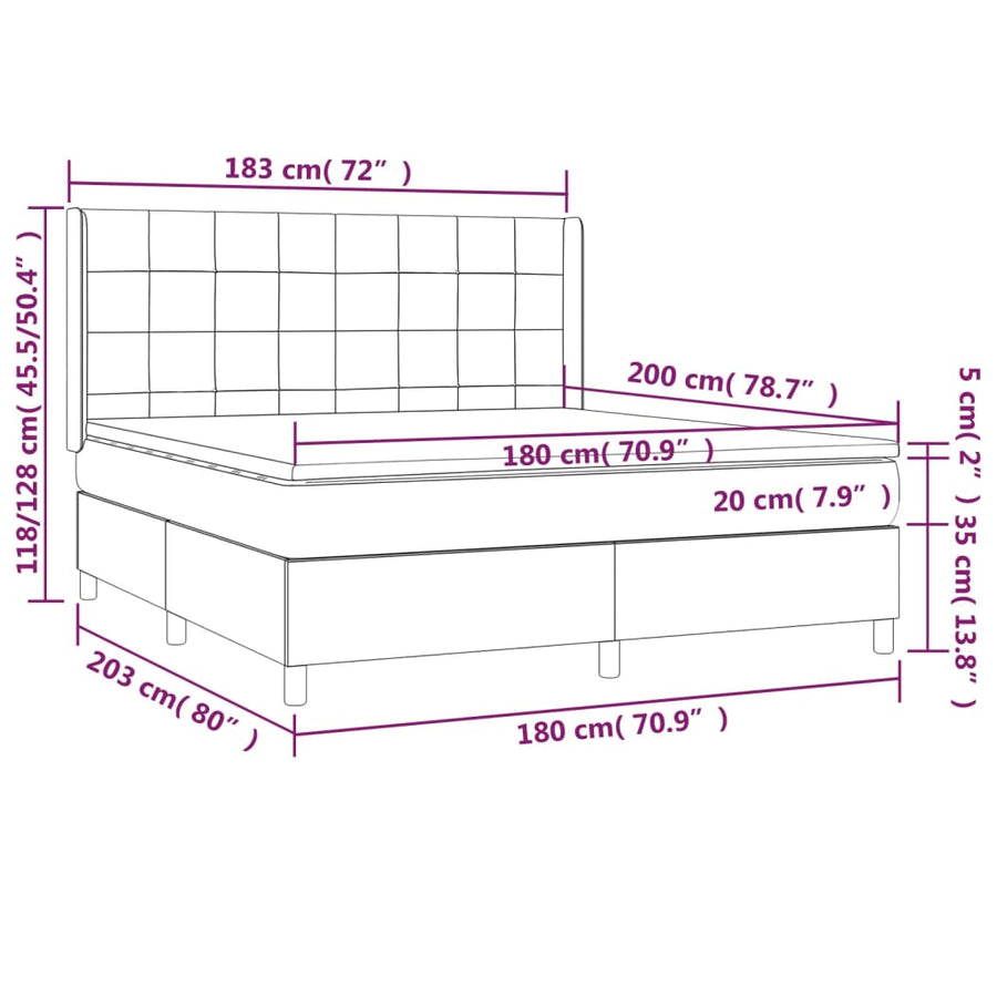 Boxspring Met Matras En Led Stof 180 x 200 cm Donkerbruin