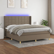Boxspring met matras en LED 180x200 cm taupe