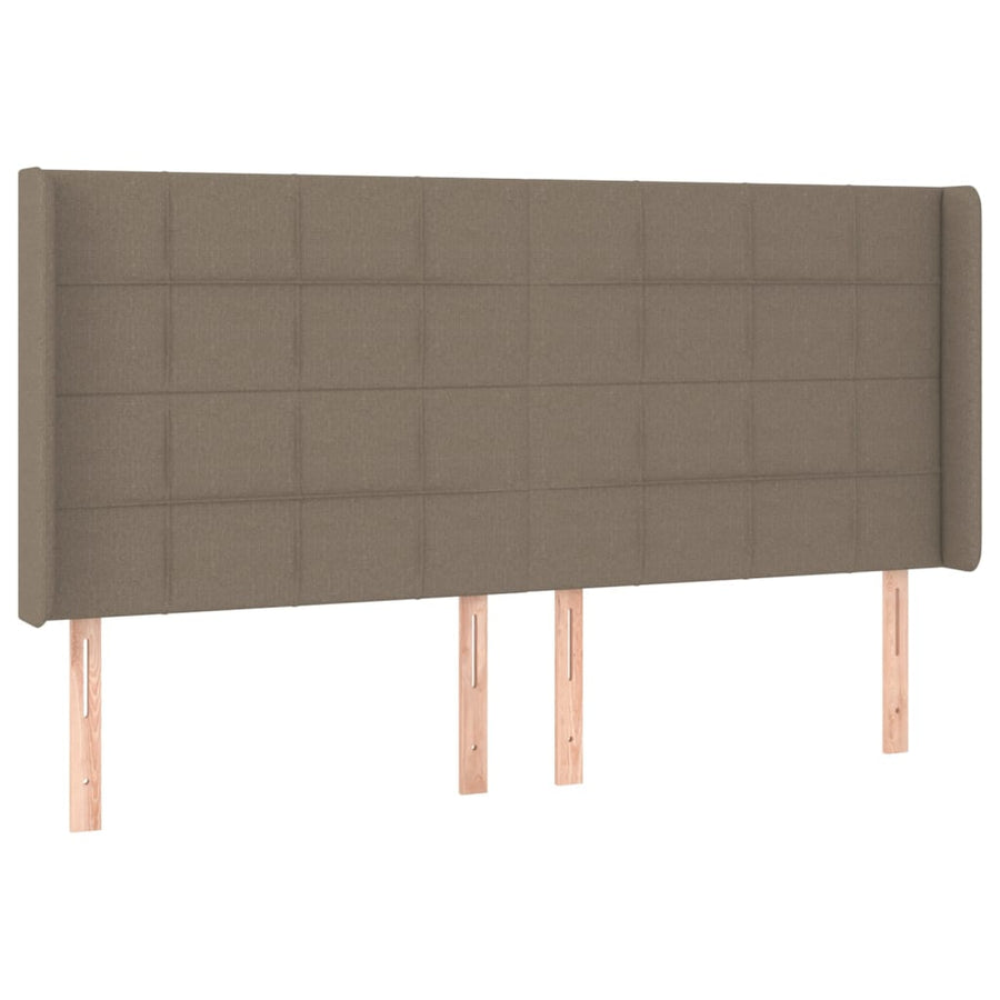Boxspring Met Matras En Led Stof Taupe 200 x 200 cm Blok met vierkanten