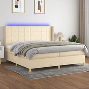 Boxspring crèmekleurig 200x200 cm met matras en LED