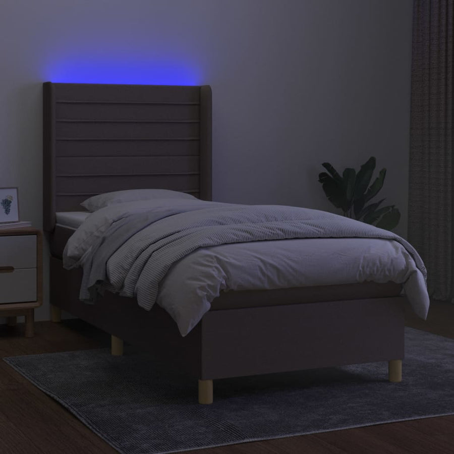 Boxspring met matras en LED stof taupe 90x190 cm 90 x 190 cm Taupe