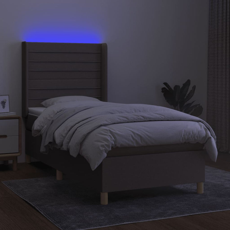 Boxspring met matras en LED stof taupe 100x200 cm 100 x 200 cm Taupe