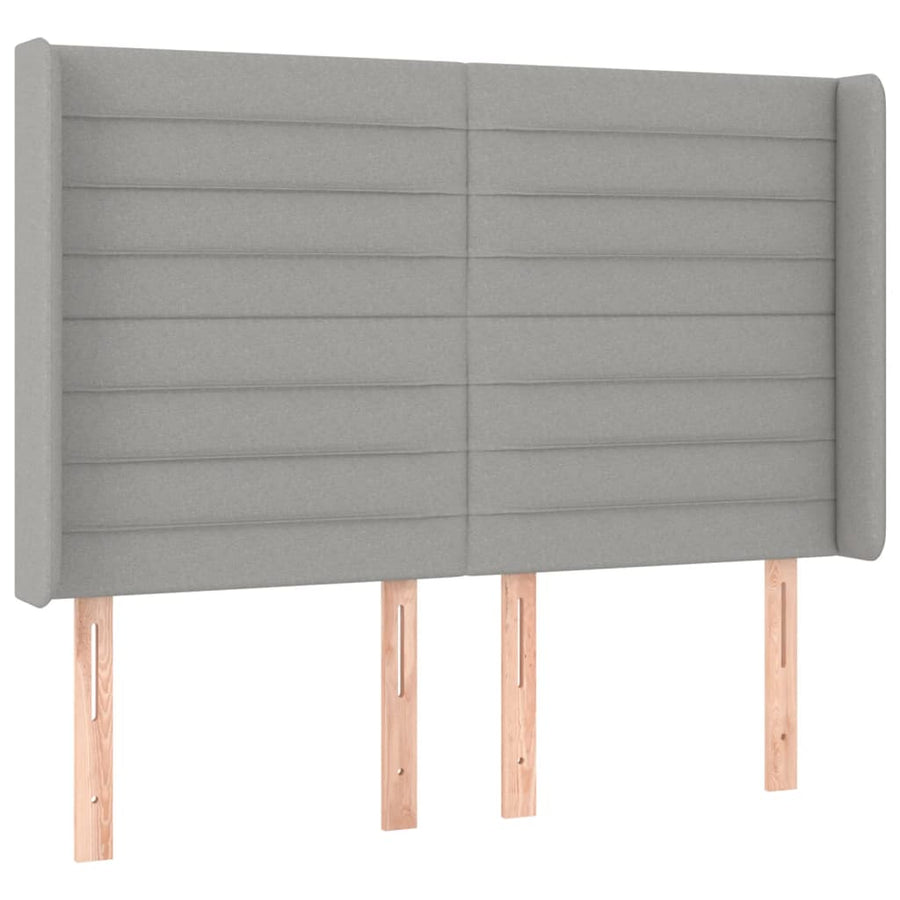Boxspring Met Matras En Led Stof Lichtgrijs 140 x 190 cm Horizontale strepen
