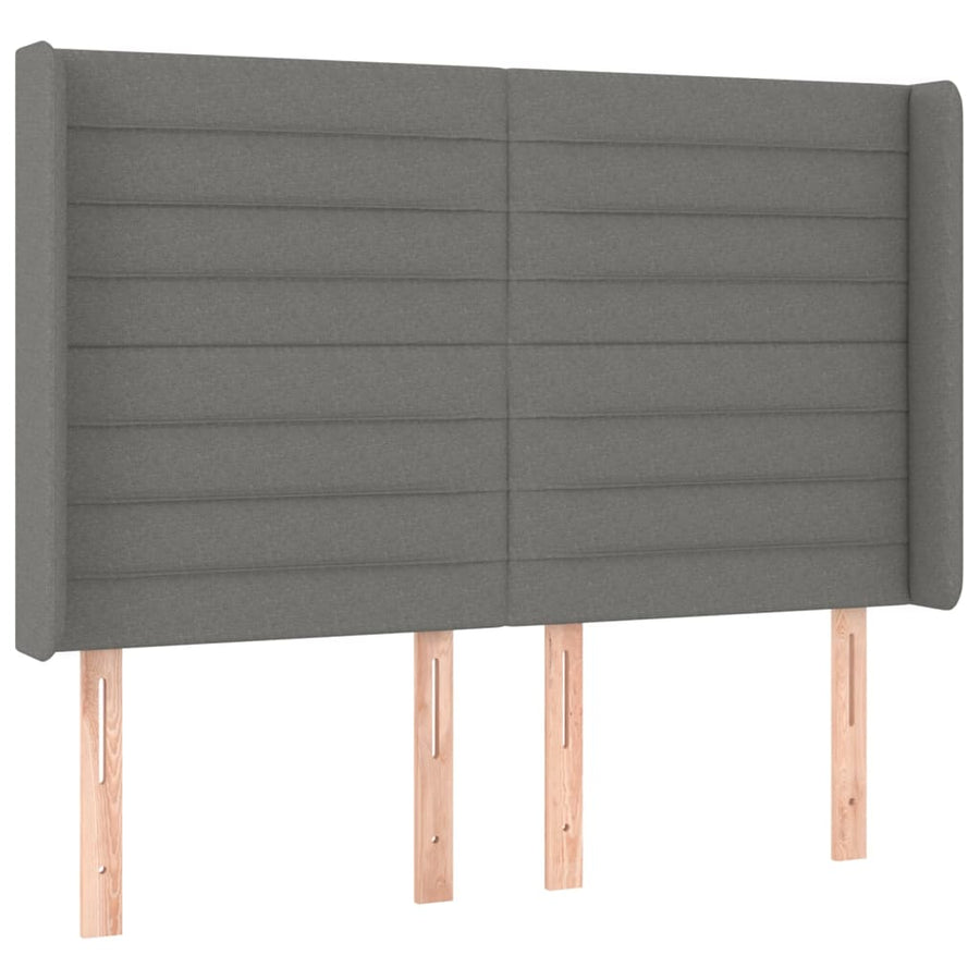 Boxspring Met Matras En Led Stof Donkergrijs 140 x 190 cm Horizontale strepen