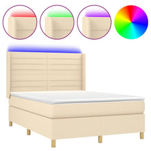 Boxspring met matras en LED stof crèmekleurig 140x200 cm 140 x 200 cm Crème