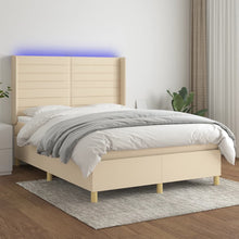 Boxspring met matras en LED stof crèmekleurig 140x200 cm 140 x 200 cm Crème