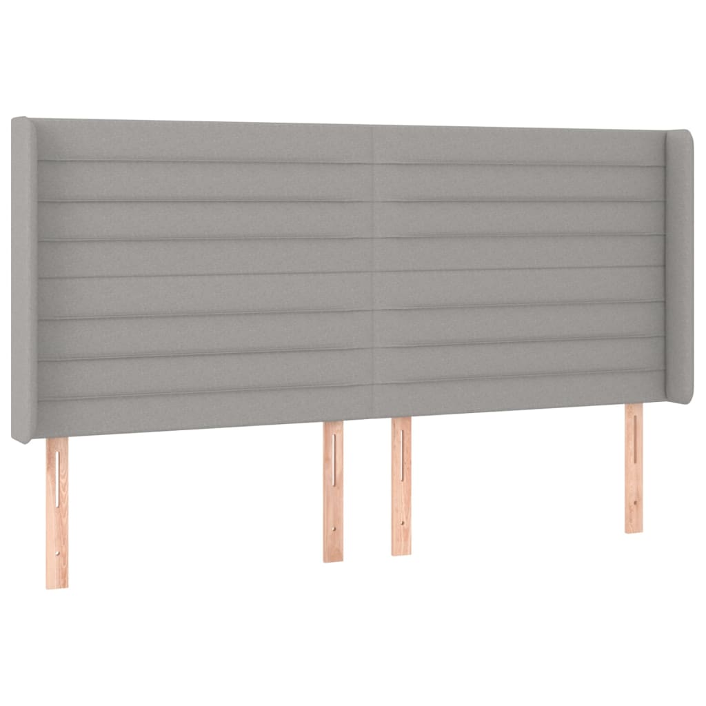 Boxspring Met Matras En Led Stof Lichtgrijs 160 x 200 cm Horizontale strepen