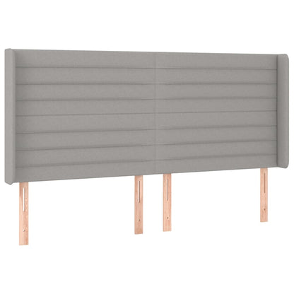 Boxspring Met Matras En Led Stof Lichtgrijs 160 x 200 cm Horizontale strepen