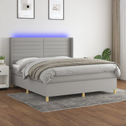 Boxspring 160x200 cm lichtgrijs met matras en LED