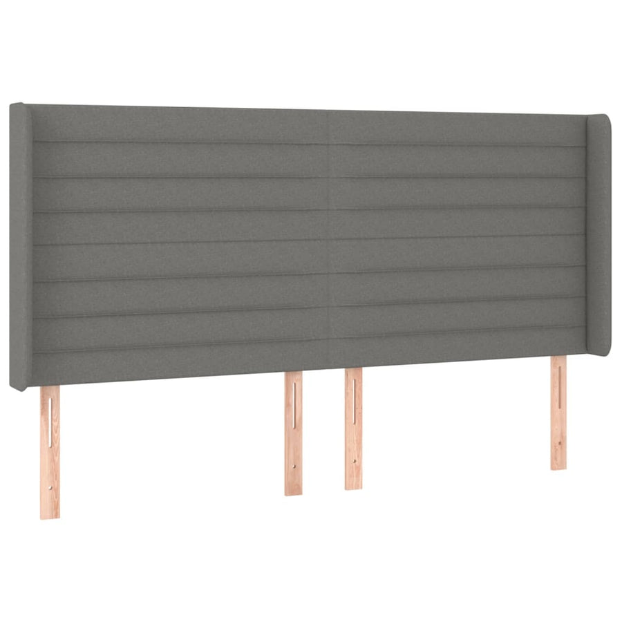 Boxspring Met Matras En Led Stof Donkergrijs 160 x 200 cm Horizontale strepen