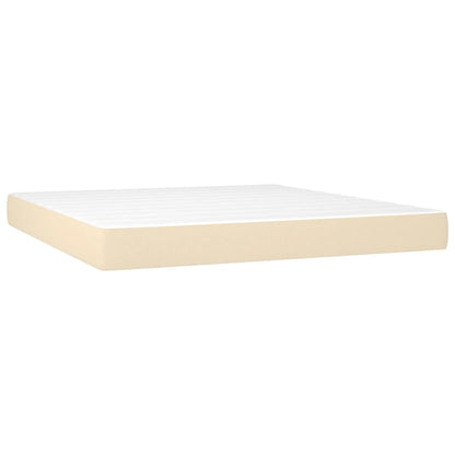 Boxspring Met Matras En Led Stof Kleurig Crème 160 x 200 cm Horizontale strepen