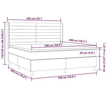 Boxspring Met Matras En Led Stof 180 x 200 cm Donkerbruin