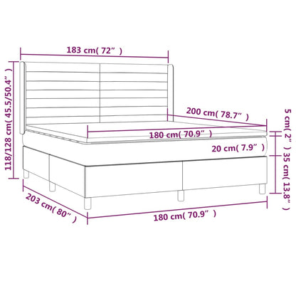 Boxspring Met Matras En Led Stof Blauw 180X200 Cm Blauw 180 x 200 cm Horizontale strepen