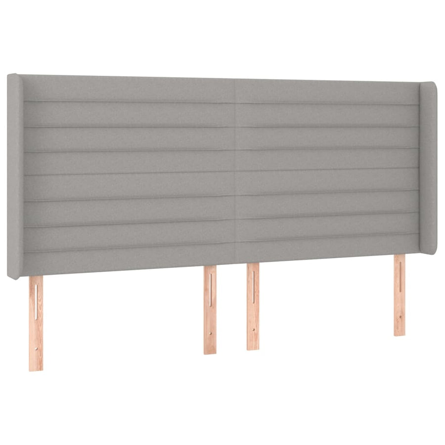 Boxspring Met Matras En Led Stof Lichtgrijs 200 x 200 cm Horizontale strepen