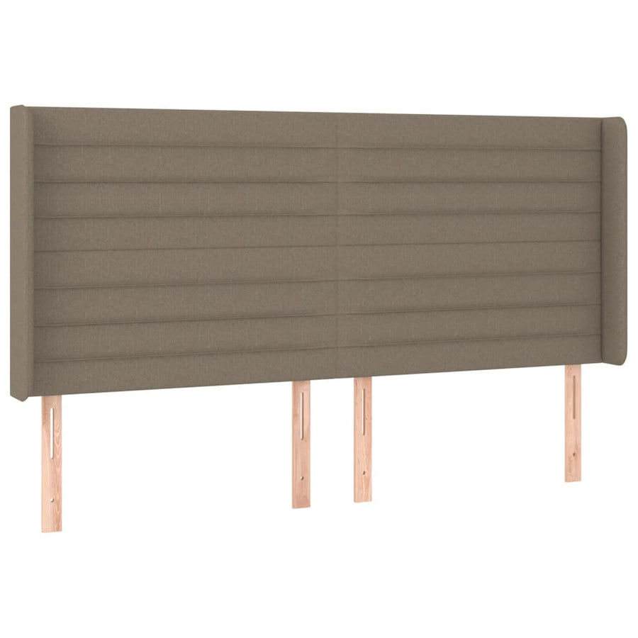 Boxspring met matras en LED stof taupe 200x200 cm 200 x 200 cm Horizontale strepen