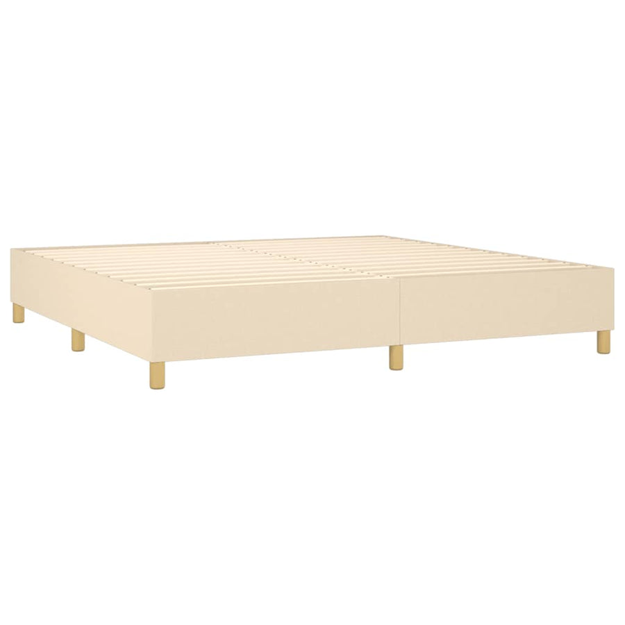 Boxspring Met Matras En Led Stof Kleurig Crème 200 x 200 cm Horizontale strepen