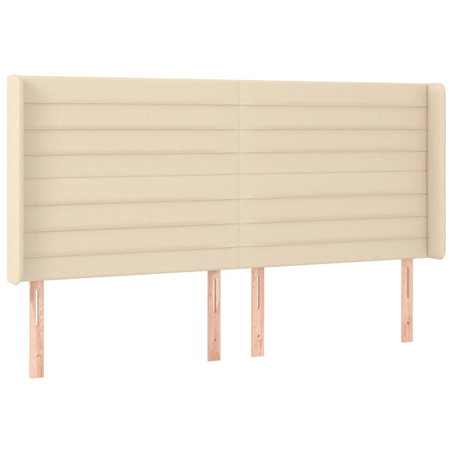 Boxspring Met Matras En Led Stof Kleurig Crème 200 x 200 cm Horizontale strepen