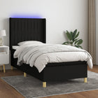 Boxspring Met Matras En Led Stof Zwart 80 x 200 cm Verticale strepen