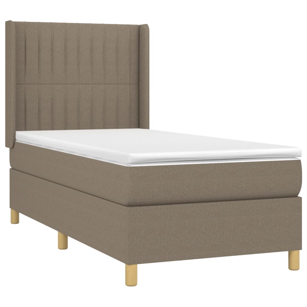 Boxspring Met Matras En Led Stof Taupe 80 x 200 cm Verticale strepen