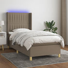 Boxspring Met Matras En Led Stof Taupe 80 x 200 cm Verticale strepen