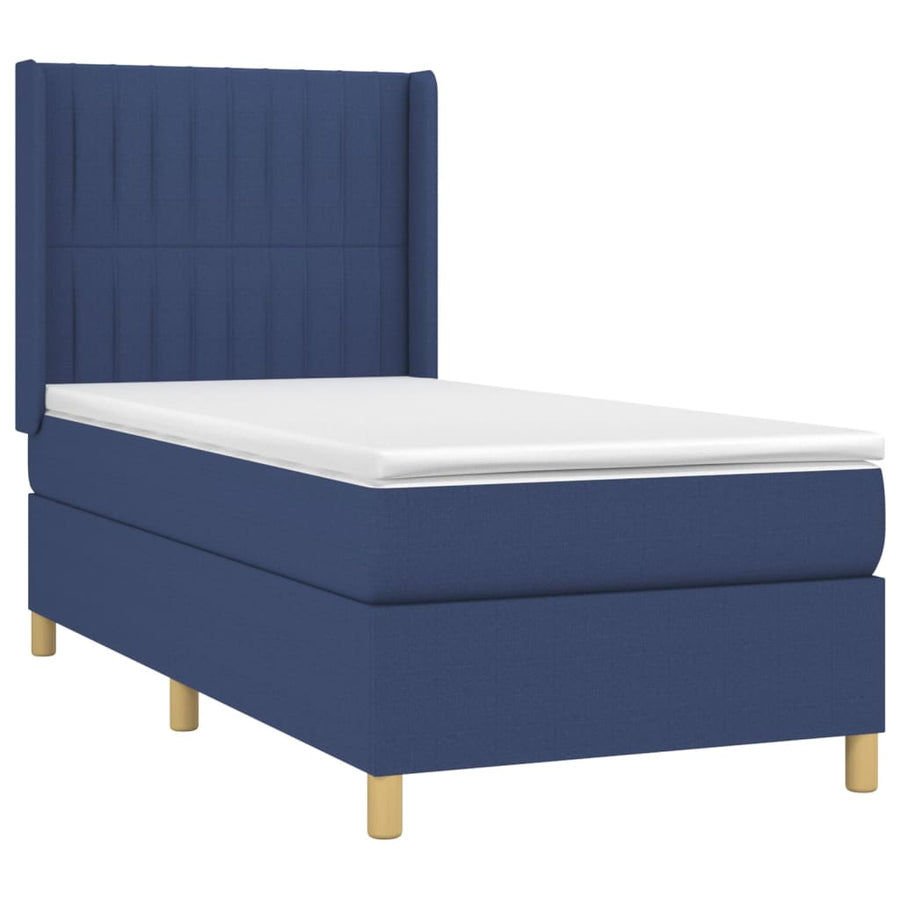 Boxspring Met Matras En Led Stof Blauw 80 x 200 cm Verticale strepen