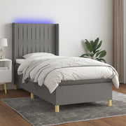 Boxspring met matras en LED 90x190 cm donkergrijs