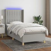 Boxspring 90x200 cm lichtgrijs met matras en LED