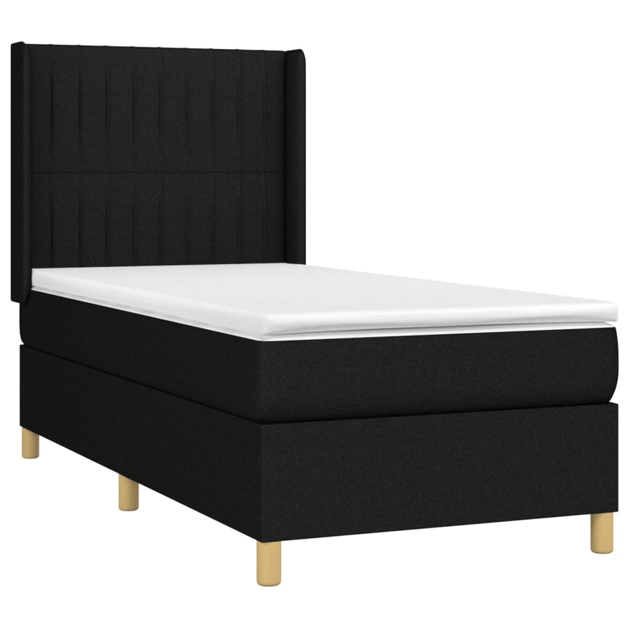 Boxspring Met Matras En Led Stof Zwart 90 x 200 cm Verticale strepen